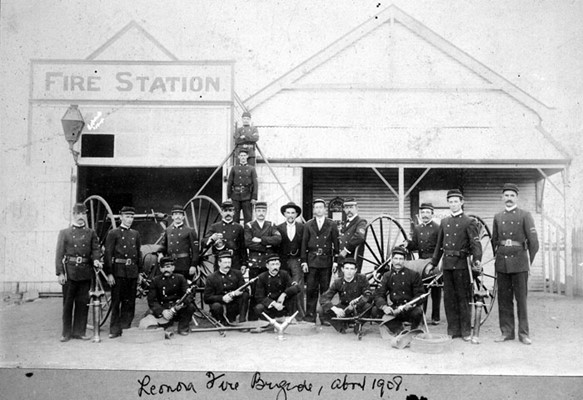 Mechanics Institute Hall and - The Leonora Fire Station in 1908.