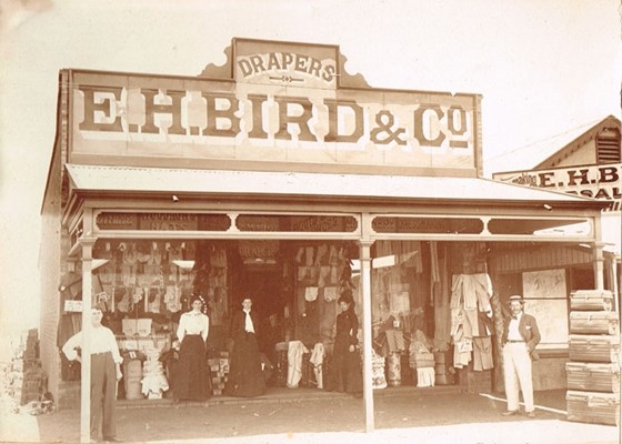 Mrs Russell's Buildings - EH Bird Drapery Store in 1901.