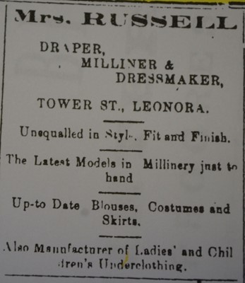 Mrs Russell's Buildings - The Mount Leonora Miner November 1908
