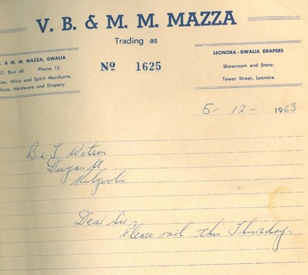 The Mazzas also owned VB & MM Mazza Store in Gwalia.