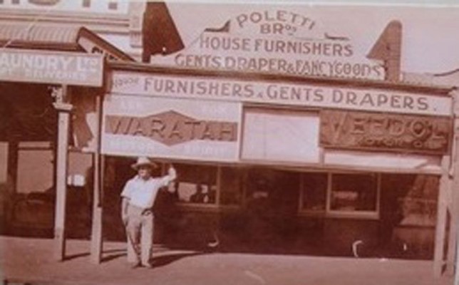 Mrs Russell's Buildings - Poletti Bros sold furniture, fancy