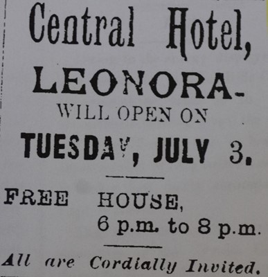 Central Hotel - The Leonora Miner Saturday 30 June 1900