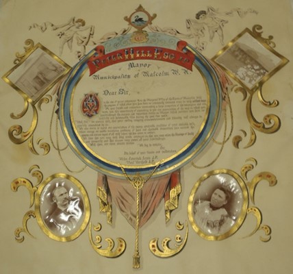 This illuminated address was presented to Peter Hill in 1902.