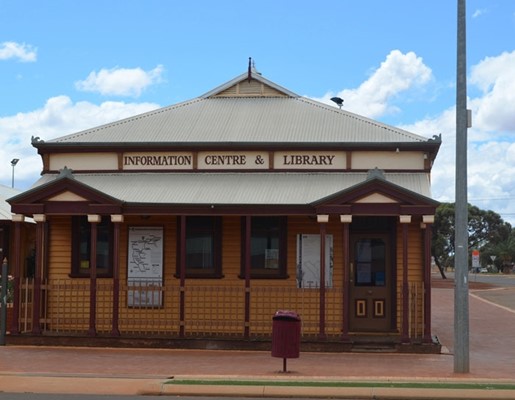 The former National Bank building now houses the Leonora Information Centre and Library.