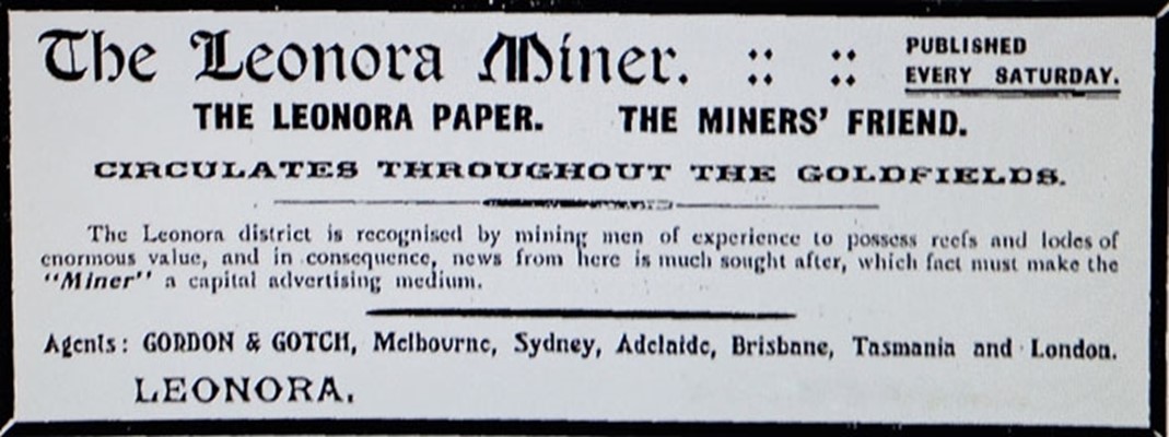 Mount Leonora Miner Newspaper - The newspaper’s name changed several