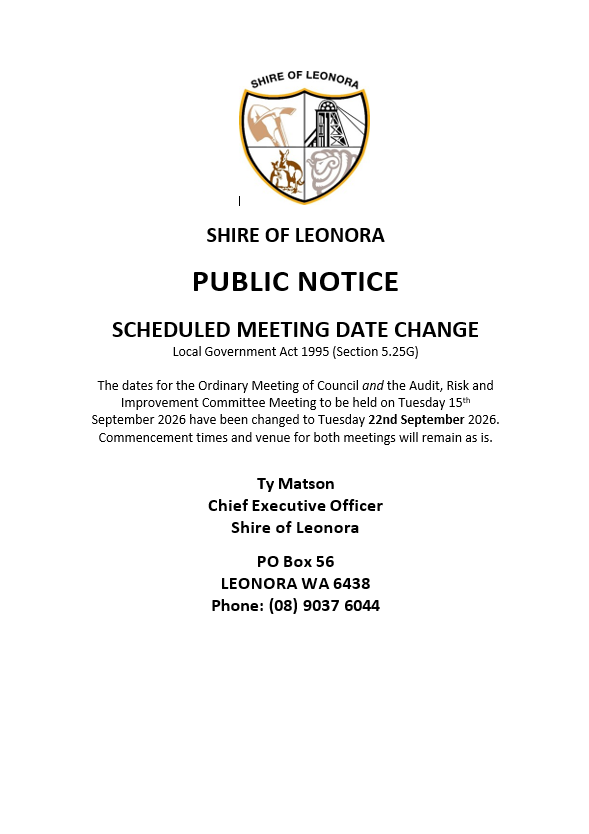 Public Notice - Scheduled Meeting Date Change
