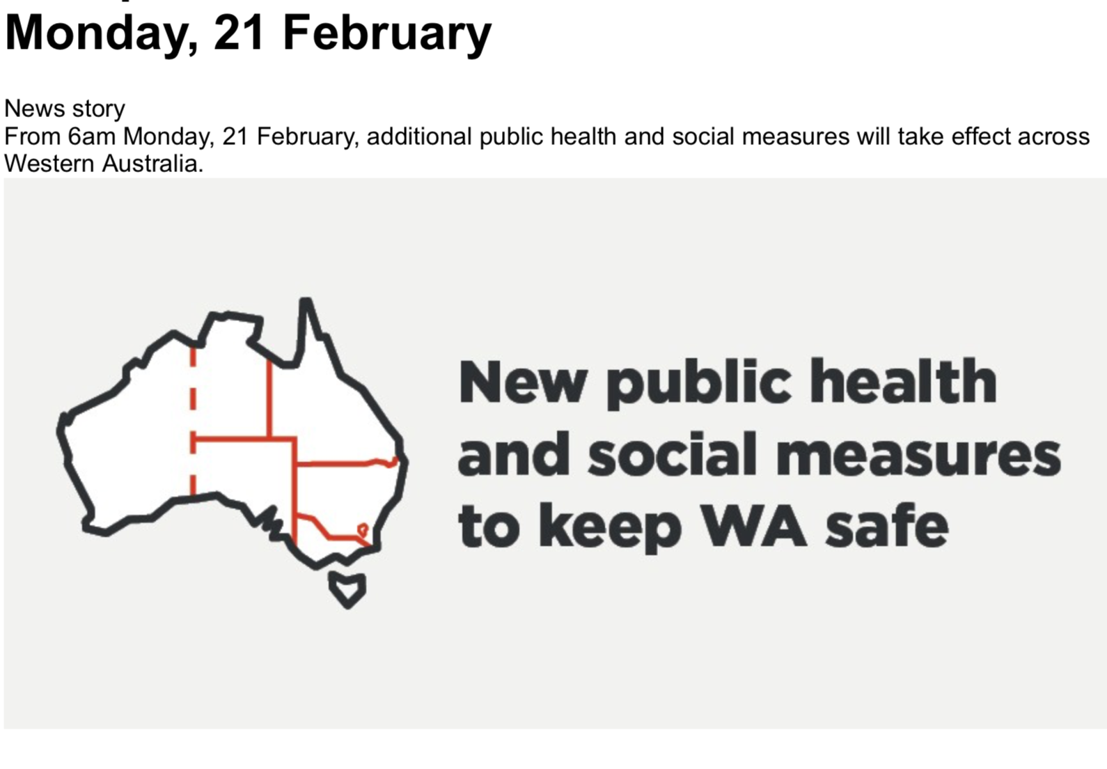 New public health and social measures from Monday 21 February
